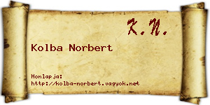 Kolba Norbert névjegykártya